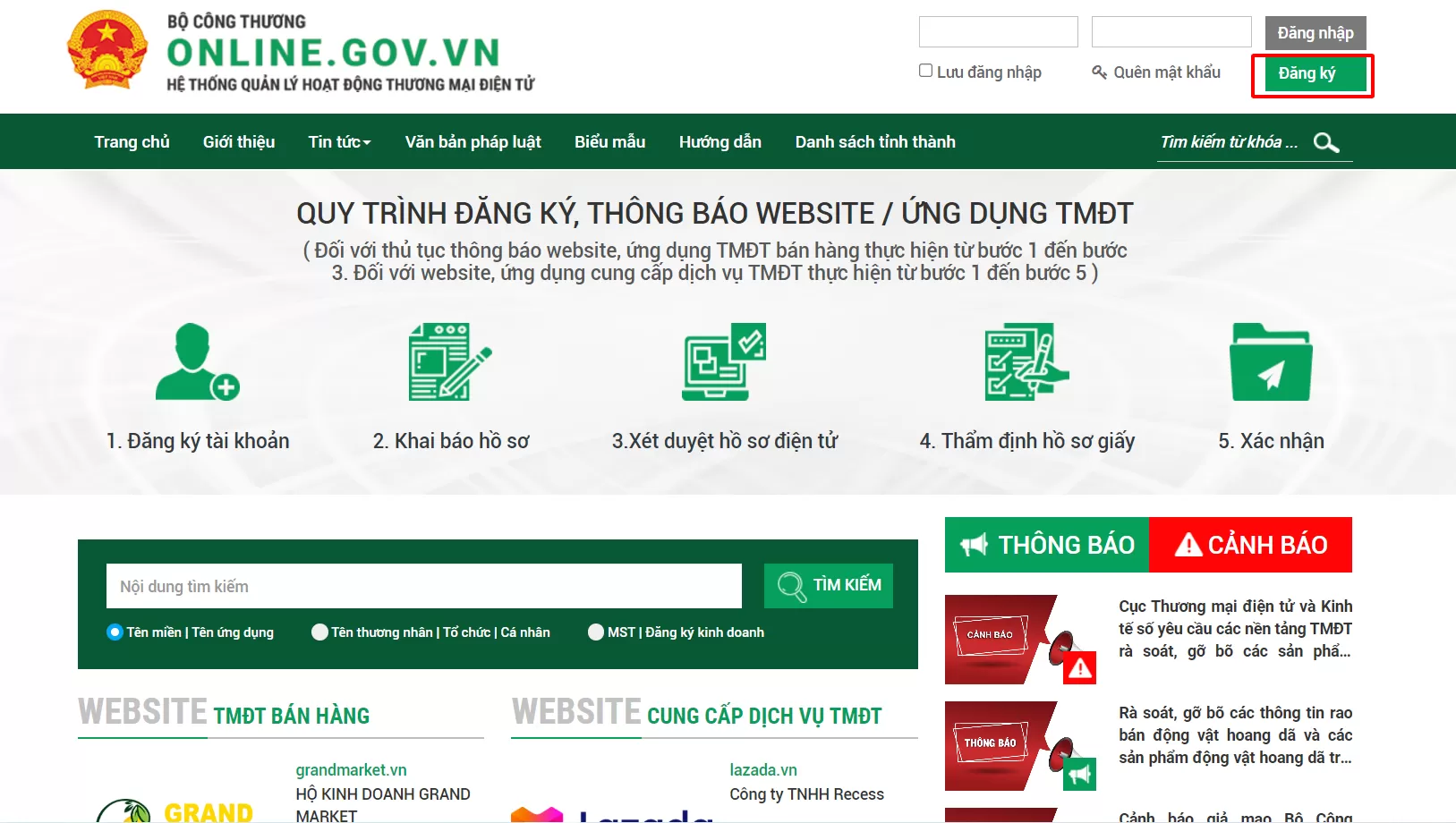 đăng ký website với Bộ Công Thương